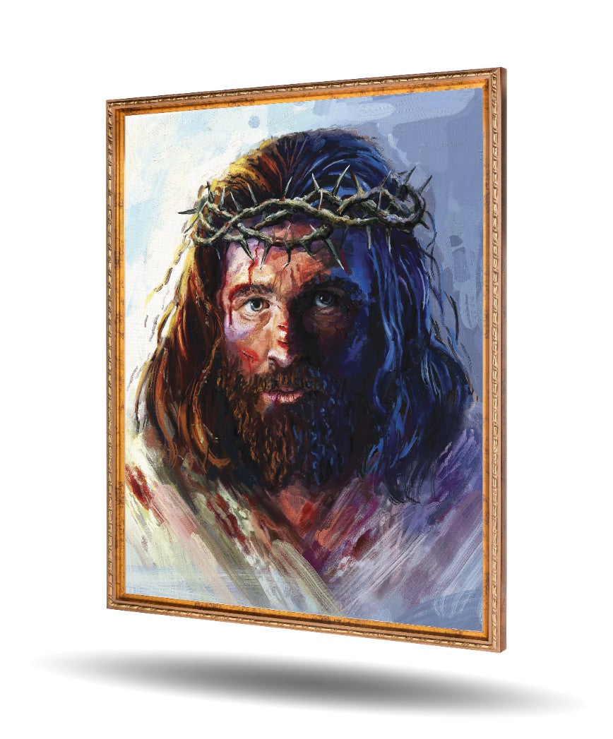 Chrystus w koronie cierniowej 50x40 cm Rama Złota