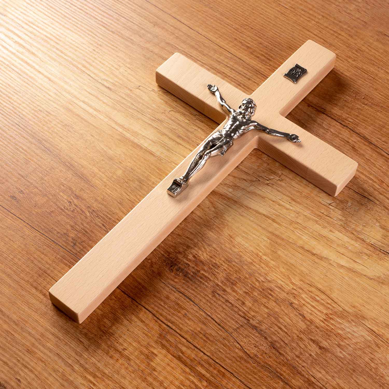 Krzyż klasyczny drewniany Krzyż wiszący do zawieszenia na ścianę 14cm - prosty / klasyczny