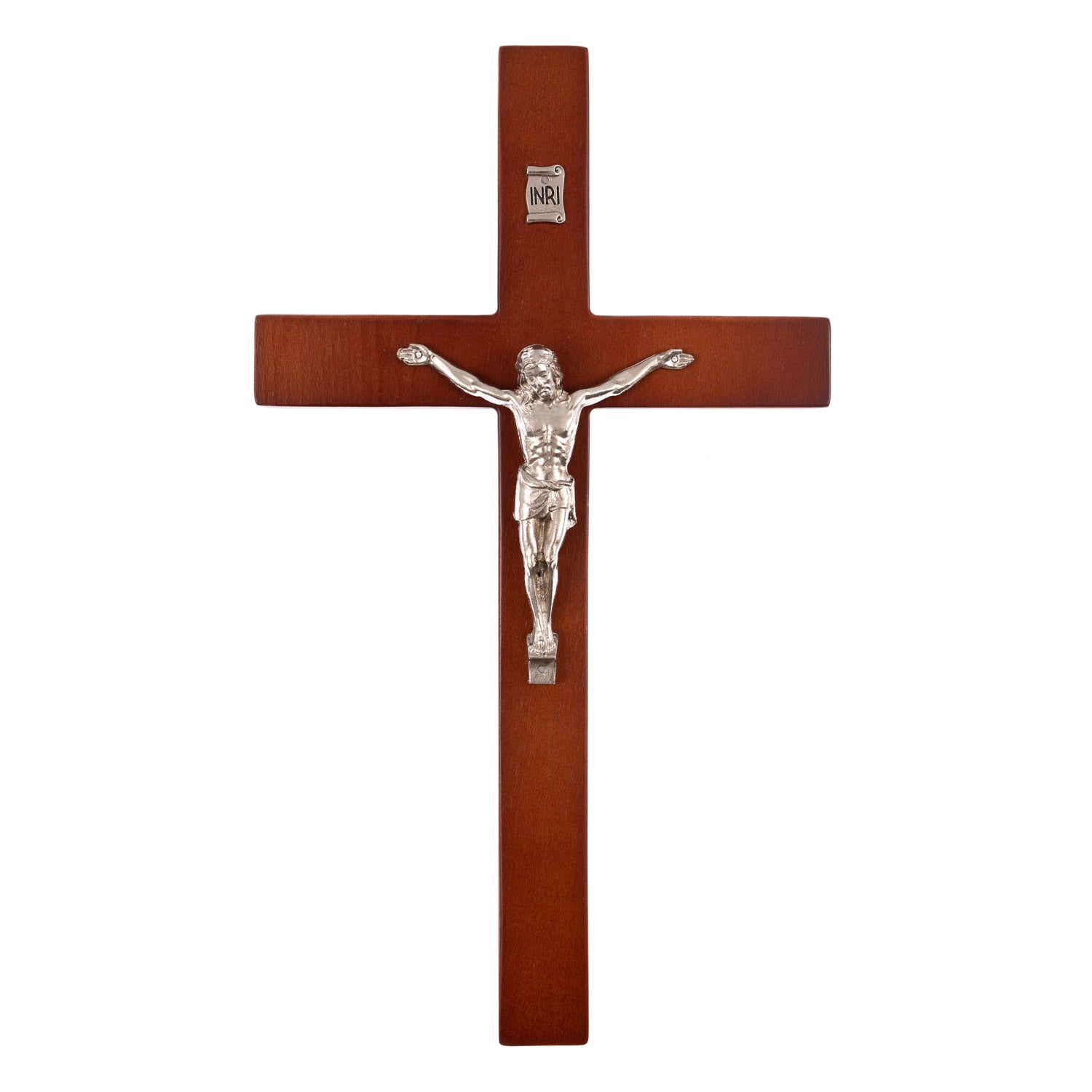 BrązowyKrzyż klasyczny drewniany Krzyż wiszący do zawieszenia na ścianę 42cm brąz - prosty / klasyczny