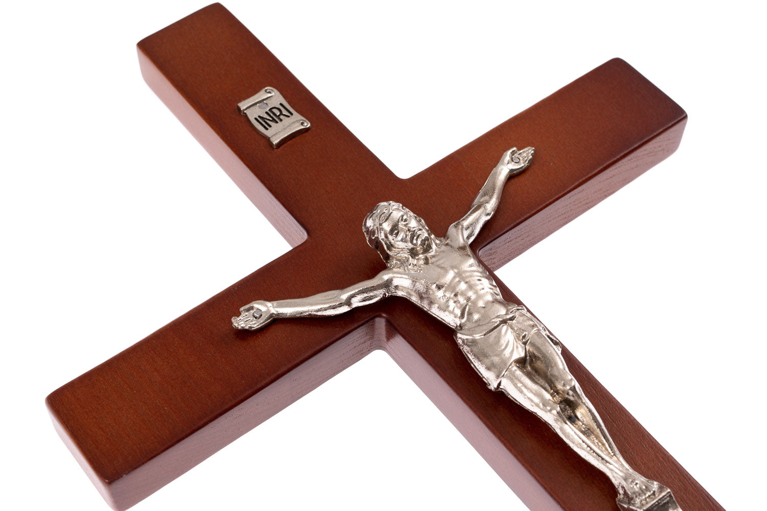 BrązowyKrzyż klasyczny drewniany Krzyż wiszący do zawieszenia na ścianę 42cm brąz - prosty / klasyczny