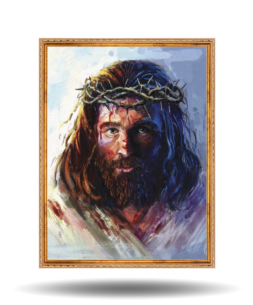 Chrystus w koronie cierniowej 50x40 cm Rama Złota