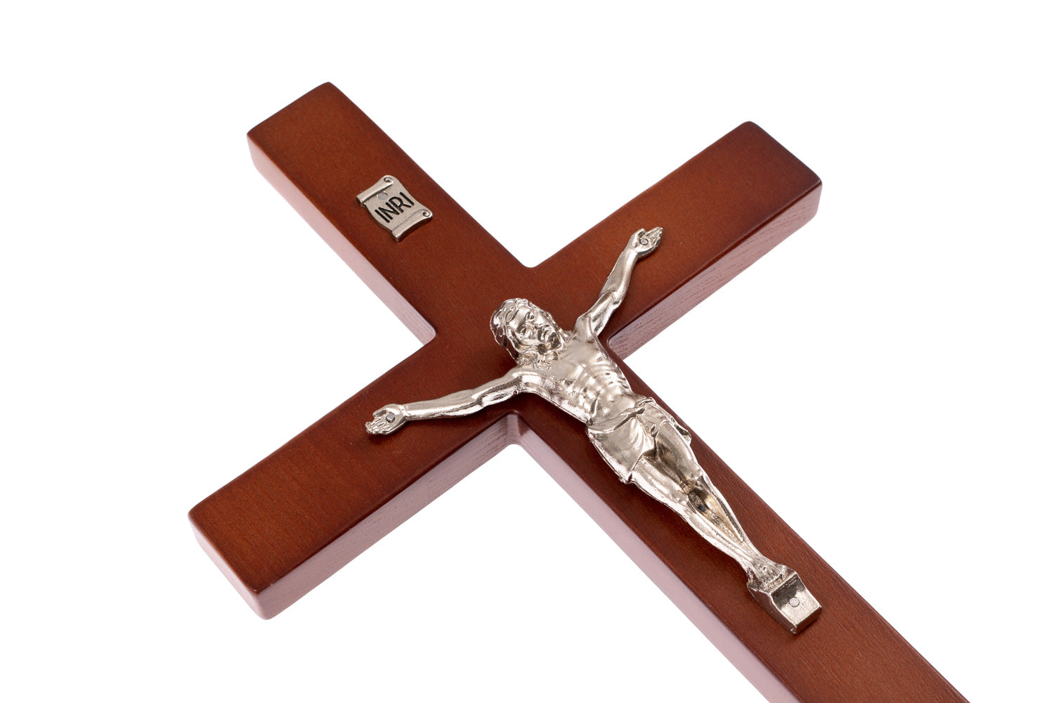BrązowyKrzyż klasyczny drewniany Krzyż wiszący do zawieszenia na ścianę 42cm brąz - prosty / klasyczny