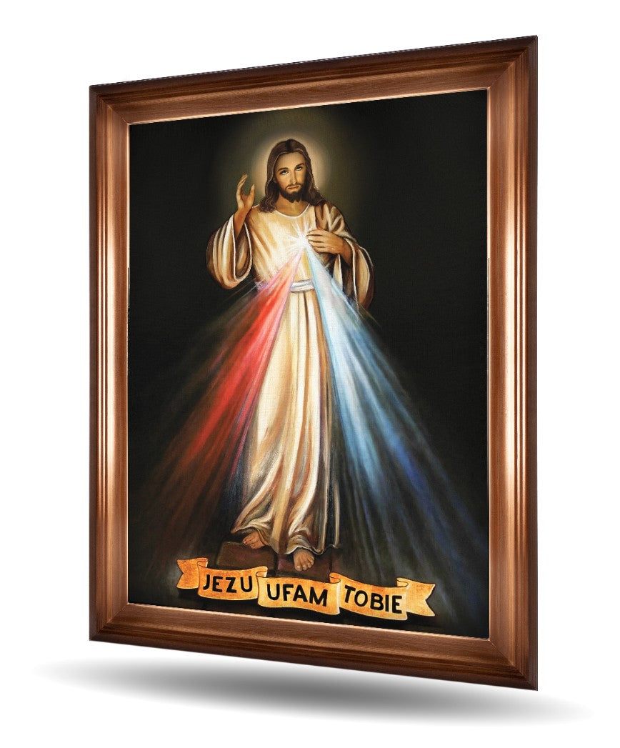Jezu ufam Tobie 70x50 cm Rama Brązowa
