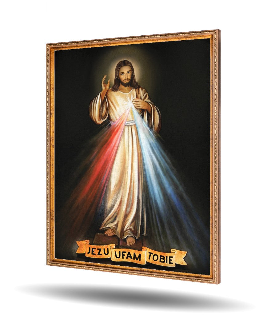 Jezu ufam Tobie 50x40 cm Rama Złota