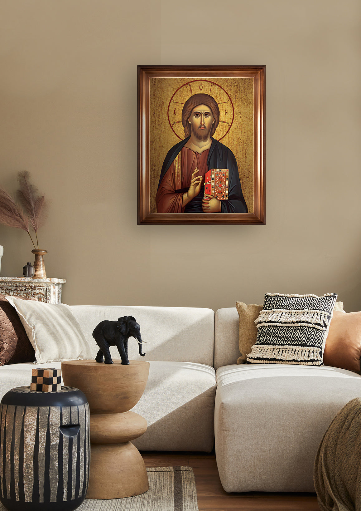 Chrystus Pantokrator 50x40 cm Rama Brązowa
