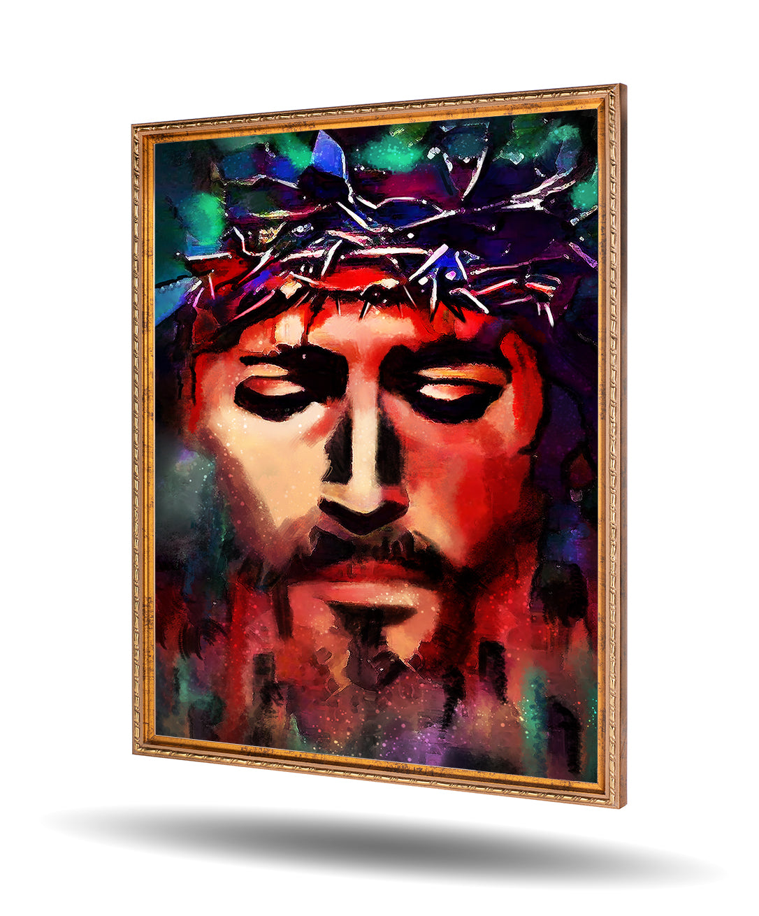 Chrystus w koronie cierniowej 25x20 cm Rama Złota